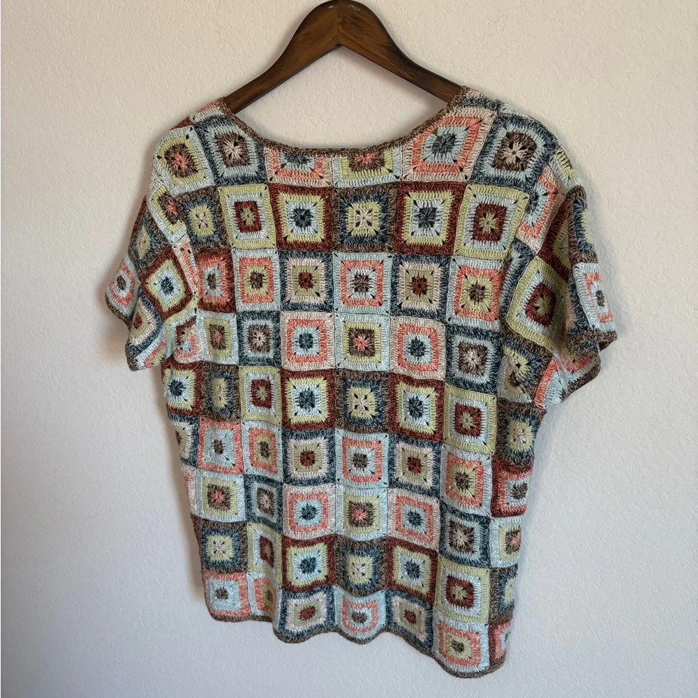 Vintage J. Jill Crochet Button-Up Top - Multicolor, Size Large - Picture 6 of 7